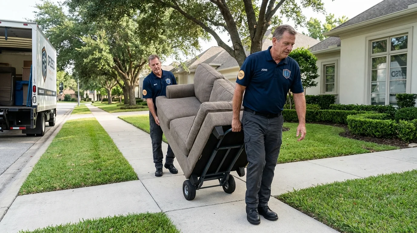 Local residential moving crew loading furniture in Lovettsville, VA