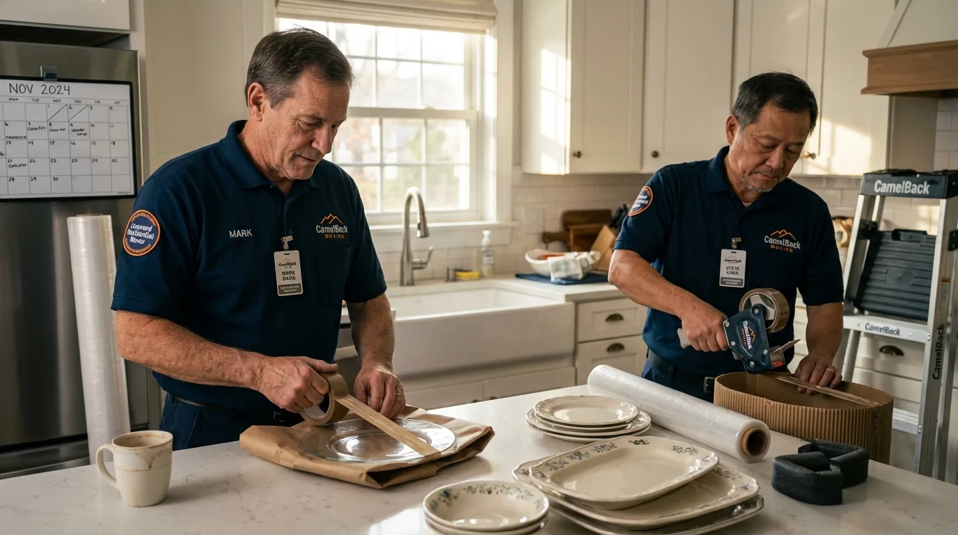 Professional crew packing kitchen dishware in Lovettsville, VA