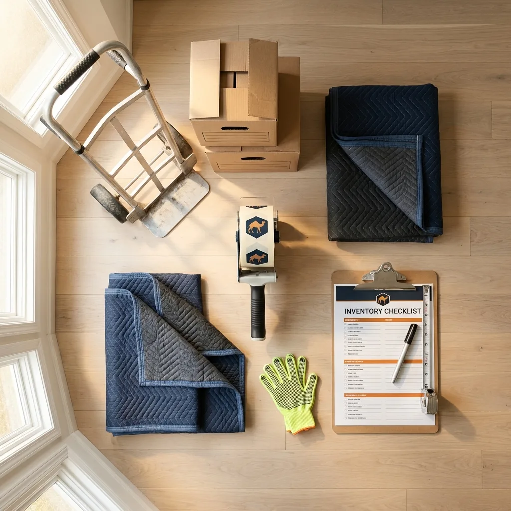 Professional moving supplies and packing materials layout for Lovettsville residential relocations